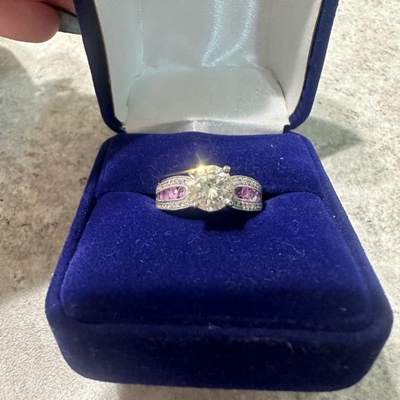 Diamond Ring 1 1/4k Diamond, Pink Sapphires white gold - Picture 15 of 17
